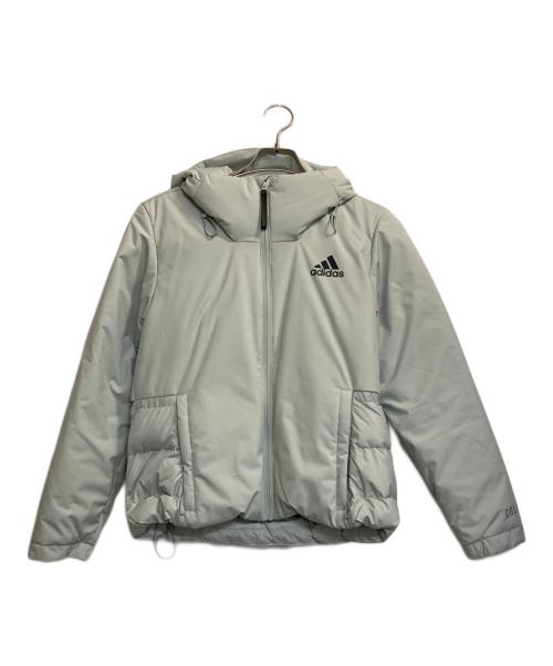 adidas（アディダス）adidas (アディダス) 撥水加工 フーデッドダウンジャケット グレー サイズ:Ｓの古着・服飾アイテム