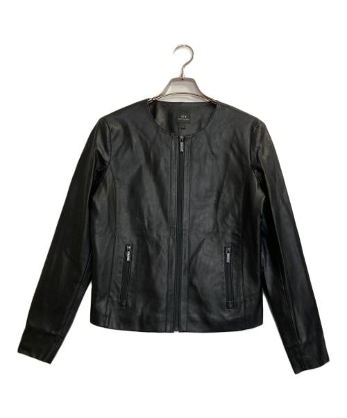 ARMANI EXCHANGE（アルマーニ エクスチェンジ）ARMANI EXCHANGE (アルマーニ エクスチェンジ) ノーカラーエコレザージャケット ブラック サイズ:Ｌの古着・服飾アイテム