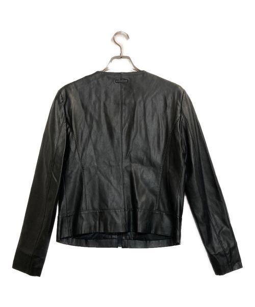 ARMANI EXCHANGE（アルマーニ エクスチェンジ）ARMANI EXCHANGE (アルマーニ エクスチェンジ) ノーカラーエコレザージャケット ブラック サイズ:Ｌの古着・服飾アイテム