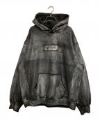 SUPREME×MM6 Maison Margielaシュプリーム×エムエムシックスメゾンマルジェラ）の古着「FOIL BOX LOGO HOODED SWEATSHIRT / フォイルボックスロゴフーデッドセーター」｜シルバー×ブラック