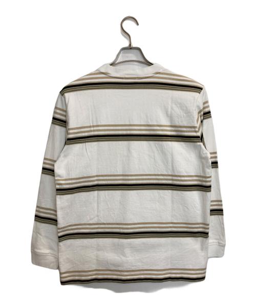 LACOSTE（ラコステ）LACOSTE (ラコステ) ワンポイントボーダーカットソー ホワイト×ベージュ サイズ:ＸＳの古着・服飾アイテム