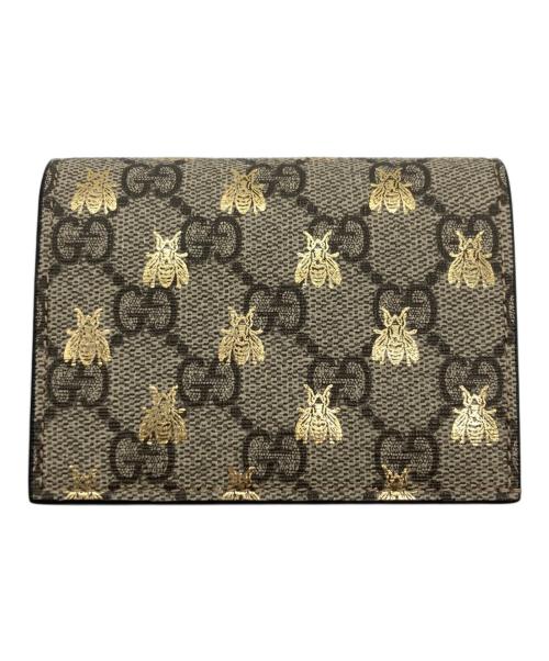 GUCCI（グッチ）GUCCI (グッチ) GGスプリーム ステンシル2つ折り財布 ベージュの古着・服飾アイテム