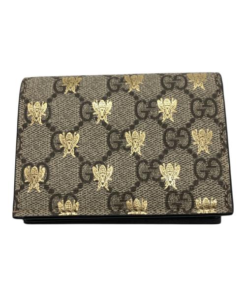 GUCCI（グッチ）GUCCI (グッチ) GGスプリーム ステンシル2つ折り財布 ベージュの古着・服飾アイテム