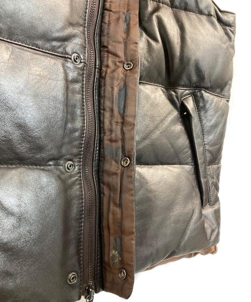 green label relaxing（グリーンレーベルリラクシング）green label relaxing (グリーンレーベルリラクシング) レザーダウンベスト ブラウン サイズ:Mの古着・服飾アイテム