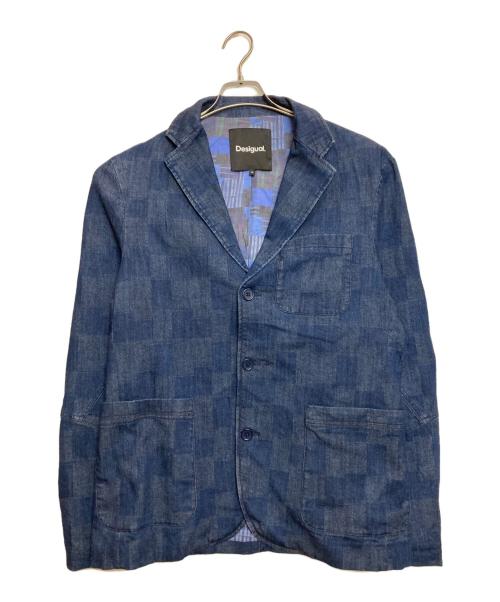 Desigual（デシグアル）Desigual (デシグアル) チェックデニムブレザー インディゴ サイズ:Ｍの古着・服飾アイテム