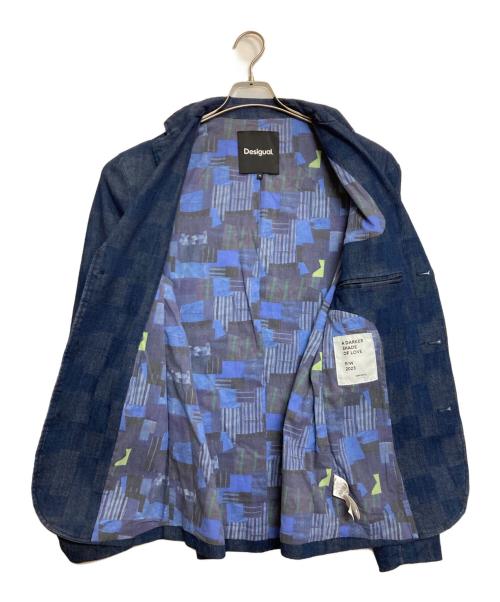 Desigual（デシグアル）Desigual (デシグアル) チェックデニムブレザー インディゴ サイズ:Ｍの古着・服飾アイテム