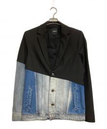 Desigual（デシグアル）の古着「デニム×テーラードハイブリッドジャケット」｜ブラック×インディゴ