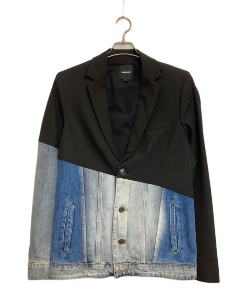 Desigual（デシグアル）Desigual (デシグアル) デニム×テーラードハイブリッドジャケット ブラック×インディゴ サイズ:48の古着・服飾アイテム