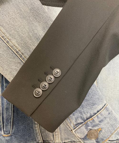 Desigual（デシグアル）Desigual (デシグアル) デニム×テーラードハイブリッドジャケット ブラック×インディゴ サイズ:48の古着・服飾アイテム