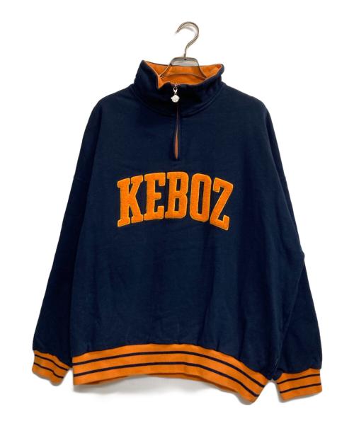 KEBOZ（ケボズ）KEBOZ (ケボズ) ロゴハーフジップスウェット オレンジ×ネイビー サイズ:Lの古着・服飾アイテム