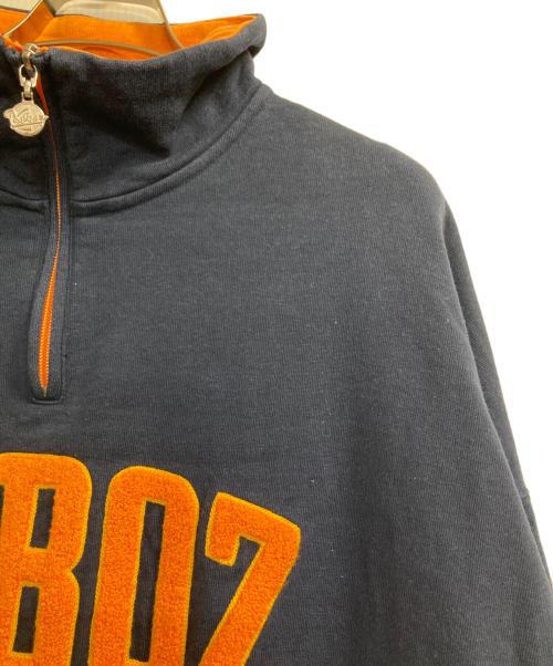 KEBOZ（ケボズ）KEBOZ (ケボズ) ロゴハーフジップスウェット オレンジ×ネイビー サイズ:Lの古着・服飾アイテム