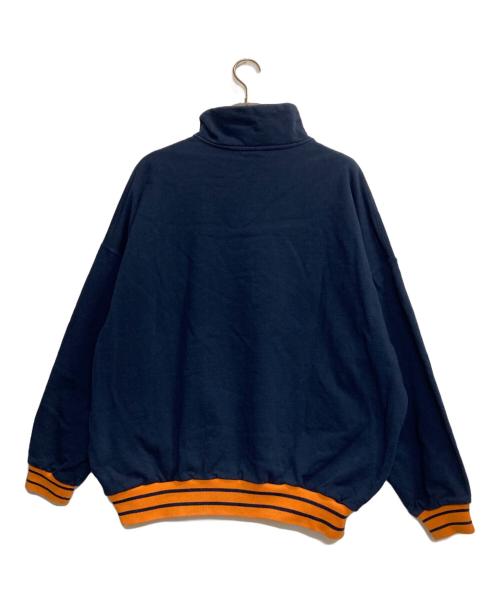 KEBOZ（ケボズ）KEBOZ (ケボズ) ロゴハーフジップスウェット オレンジ×ネイビー サイズ:Lの古着・服飾アイテム