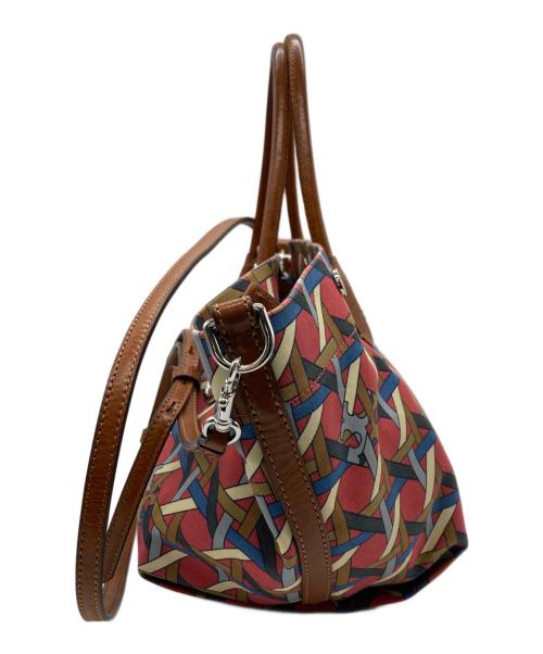 TORY BURCH（トリーバーチ）TORY BURCH (トリーバーチ) Canvas Basketweave Small Tote Bag / 総柄2WAYバッグ レッドの古着・服飾アイテム