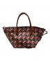 TORY BURCH（トリーバーチ）の古着「Canvas Basketweave Small Tote Bag / 総柄2WAYバッグ」｜レッド