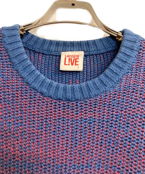 LACOSTE LIVE（ラコステライブ）LACOSTE LIVE (ラコステライブ) ミックスニット ブルー×レッド サイズ:Mの古着・服飾アイテム
