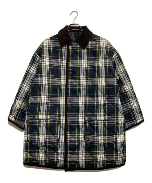 Gymphlex（ジムフレックス）Gymphlex (ジムフレックス) タータンキルトダウンジャケット ネイビー×グリーン サイズ:14の古着・服飾アイテム