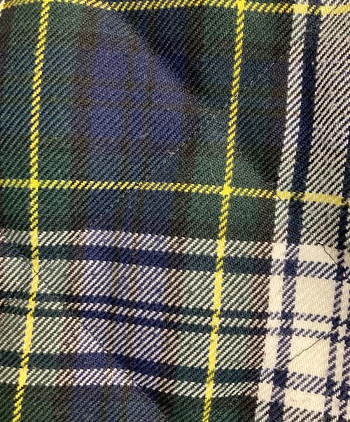 Gymphlex（ジムフレックス）Gymphlex (ジムフレックス) タータンキルトダウンジャケット ネイビー×グリーン サイズ:14の古着・服飾アイテム