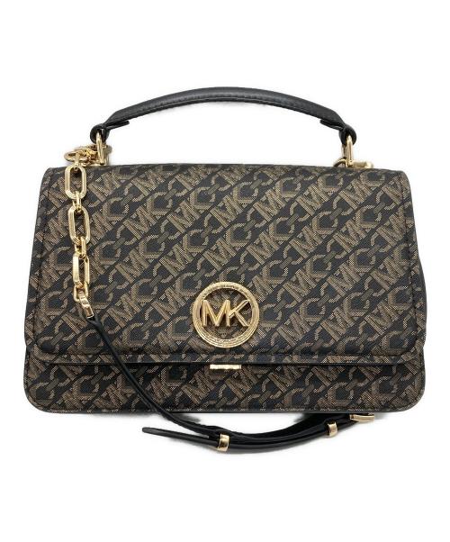 MICHAEL KORS（マイケル・コース）MICHAEL KORS (マイケル・コース) DELANCEY モノグラム2WAYバッグ ブラック×ゴールドの古着・服飾アイテム