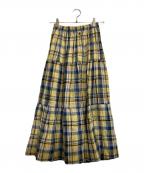 ROCKMOUNTロックマウント）の古着「リネンチェックスカート」｜ブルー×イエロー