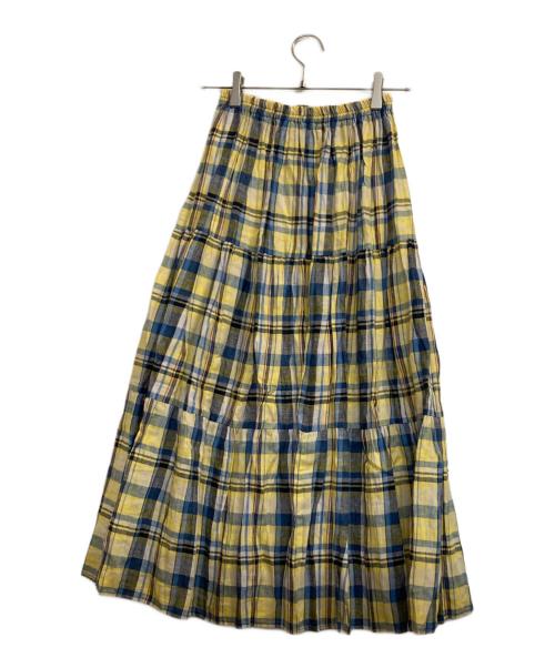 ROCKMOUNT（ロックマウント）ROCKMOUNT (ロックマウント) リネンチェックスカート ブルー×イエロー サイズ:Ｓの古着・服飾アイテム