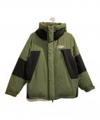 FIRST DOWNファーストダウン）の古着「パネルショートダウンジャケット」｜ブラック×グリーン