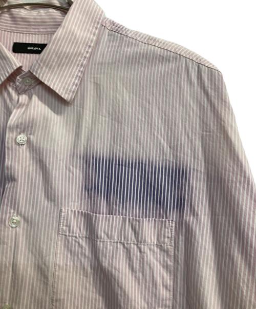 DIESEL（ディーゼル）DIESEL (ディーゼル) グラデーションストライプシャツ ピンク×パープル サイズ:Ｌの古着・服飾アイテム
