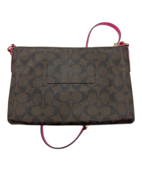 COACH（コーチ）COACH (コーチ) シグネチャーミニショルダーバッグ ピンク×ブラウンの古着・服飾アイテム