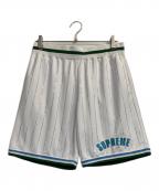 SUPREMEシュプリーム）の古着「22SS Rhinestone Stripe Basketball Short」｜ホワイト×グリーン