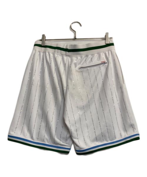 SUPREME（シュプリーム）SUPREME (シュプリーム) 22SS Rhinestone Stripe Basketball Short ホワイト×グリーン サイズ:Ｓの古着・服飾アイテム