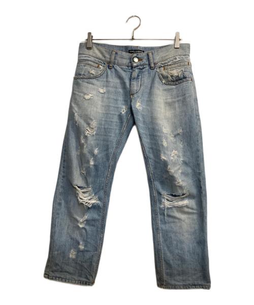 DOLCE & GABBANA（ドルチェ＆ガッバーナ）DOLCE & GABBANA (ドルチェ＆ガッバーナ) ダメージデニムパンツ インディゴ サイズ:44の古着・服飾アイテム