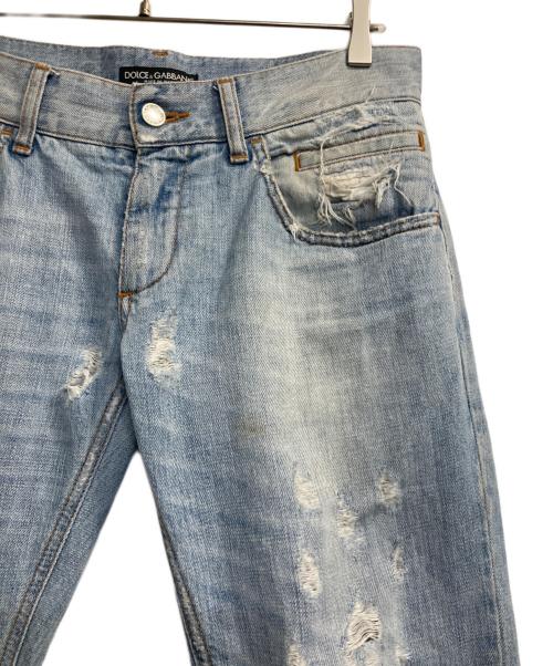 DOLCE & GABBANA（ドルチェ＆ガッバーナ）DOLCE & GABBANA (ドルチェ＆ガッバーナ) ダメージデニムパンツ インディゴ サイズ:44の古着・服飾アイテム