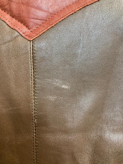 -（-）- (-) レザー中綿ベスト ブラウン サイズ:Ⅼの古着・服飾アイテム