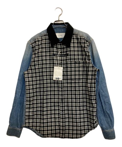 GIVENCHY（ジバンシィ）GIVENCHY (ジバンシィ) チェック異素材切替デニムシャツ インディゴ サイズ:XLの古着・服飾アイテム
