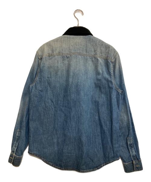 GIVENCHY（ジバンシィ）GIVENCHY (ジバンシィ) チェック異素材切替デニムシャツ インディゴ サイズ:XLの古着・服飾アイテム