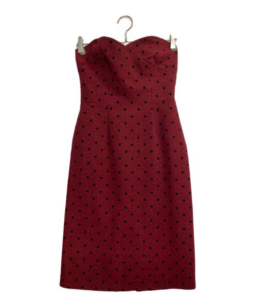 OBLI（オブリ）OBLI (オブリ) ドットビスチェワンピース レッド×ブラックの古着・服飾アイテム