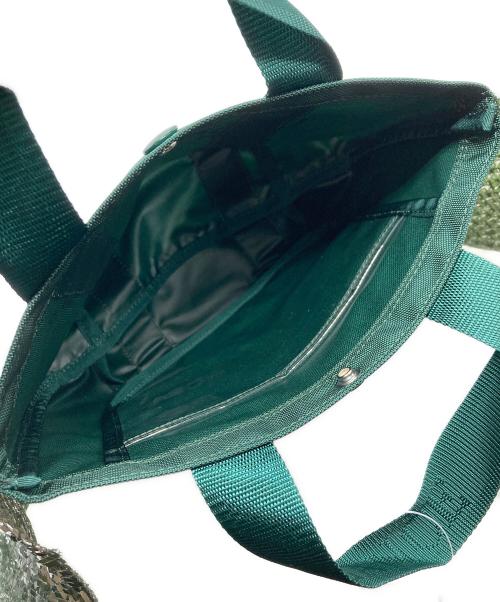 UNDERCOVER（アンダーカバー）UNDERCOVER (アンダーカバー) ロゴプリントスパンコールハンドバッグ グリーンの古着・服飾アイテム