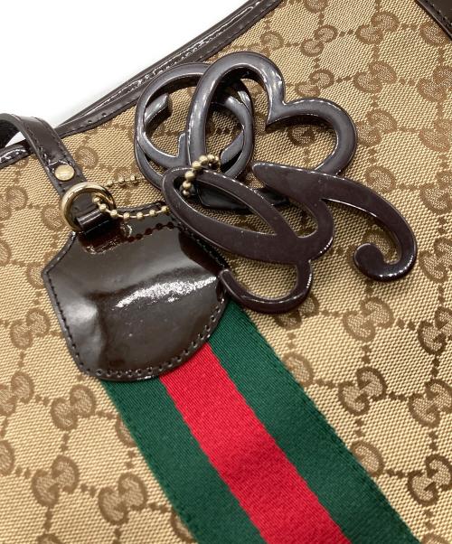 GUCCI（グッチ）GUCCI (グッチ) シェリーラインGGキャンバスジョリートートバッグ ブラウンの古着・服飾アイテム
