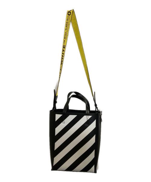 OFFWHITE（オフホワイト）OFFWHITE (オフホワイト) DIAG TOTE BAF / 2wayレザートートバッグ ブラックの古着・服飾アイテム