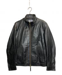 The Duffer of ST.George（ザ ダファーオブセントジョージ）の古着「バッファローレザーシングルライダースジャケット」｜ブラック