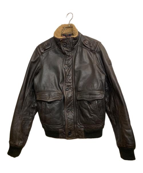 Abercrombie & Fitch（アバクロンビー アンド フィッチ）Abercrombie & Fitch (アバクロンビー アンド フィッチ) G-1 襟ボアレザージャケット ブラウン サイズ:Ｍの古着・服飾アイテム