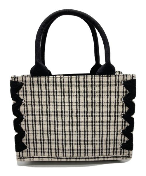 darich（ダーリッチ）Darich (ダーリッチ) チェックミニトートバッグ ブラック×ホワイトの古着・服飾アイテム