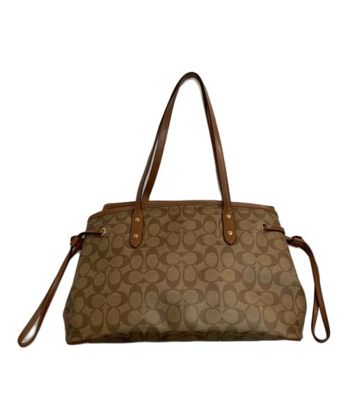 COACH（コーチ）COACH (コーチ) シグネチャートートバッグ ブラウン×ベージュの古着・服飾アイテム