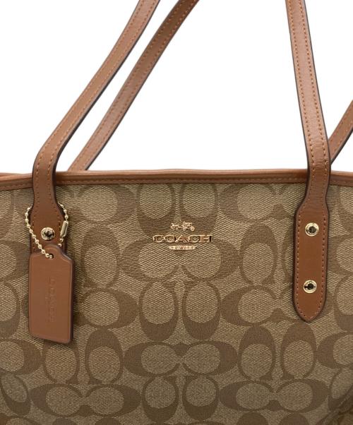 COACH（コーチ）COACH (コーチ) シグネチャートートバッグ ブラウン×ベージュの古着・服飾アイテム