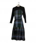 BLUE LABEL CRESTBRIDGEブルーレーベルクレストブリッジ）の古着「ドビーカラーペンテレココンビドレス」｜ブラック×グリーン