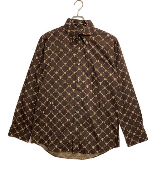 BURBERRY BLACK LABEL（バーバリーブラックレーベル）BURBERRY BLACK LABEL (バーバリーブラックレーベル) 総柄シャツ ブラウン サイズ:3の古着・服飾アイテム