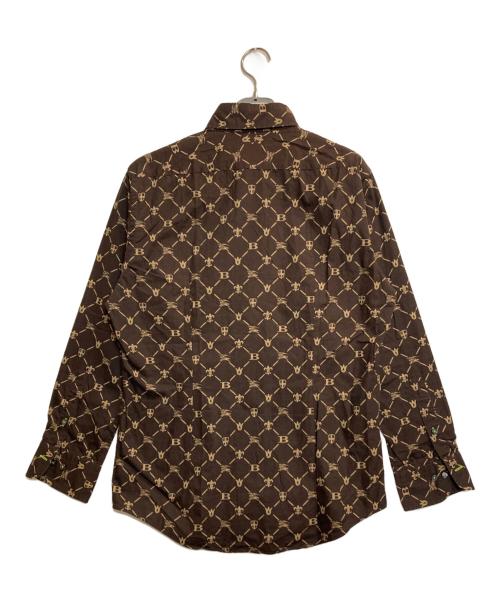 BURBERRY BLACK LABEL（バーバリーブラックレーベル）BURBERRY BLACK LABEL (バーバリーブラックレーベル) 総柄シャツ ブラウン サイズ:3の古着・服飾アイテム