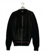 GUCCIグッチ）の古着「スエード切替ニットジャケット」｜ブラック