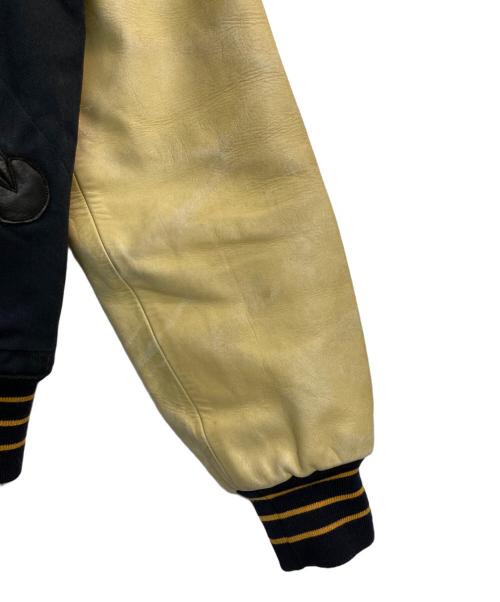 BUZZ RICKSON'S（バズリクソンズ）Buzz Rickson's (バズリクソンズ) 袖レザースタジャン ベージュ×ネイビー サイズ:Lの古着・服飾アイテム