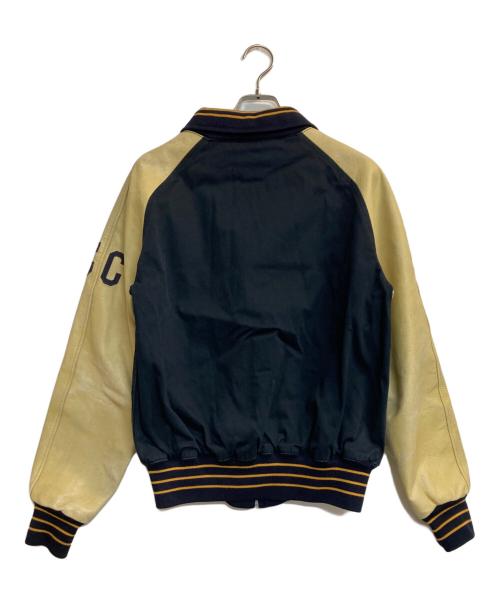 BUZZ RICKSON'S（バズリクソンズ）Buzz Rickson's (バズリクソンズ) 袖レザースタジャン ベージュ×ネイビー サイズ:Lの古着・服飾アイテム