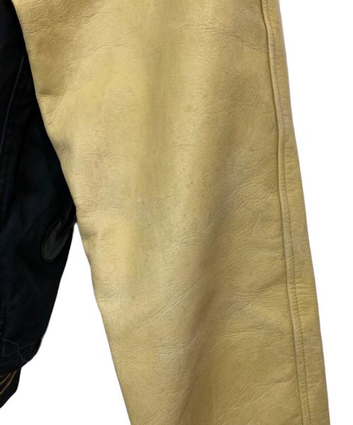 BUZZ RICKSON'S（バズリクソンズ）Buzz Rickson's (バズリクソンズ) 袖レザースタジャン ベージュ×ネイビー サイズ:Lの古着・服飾アイテム